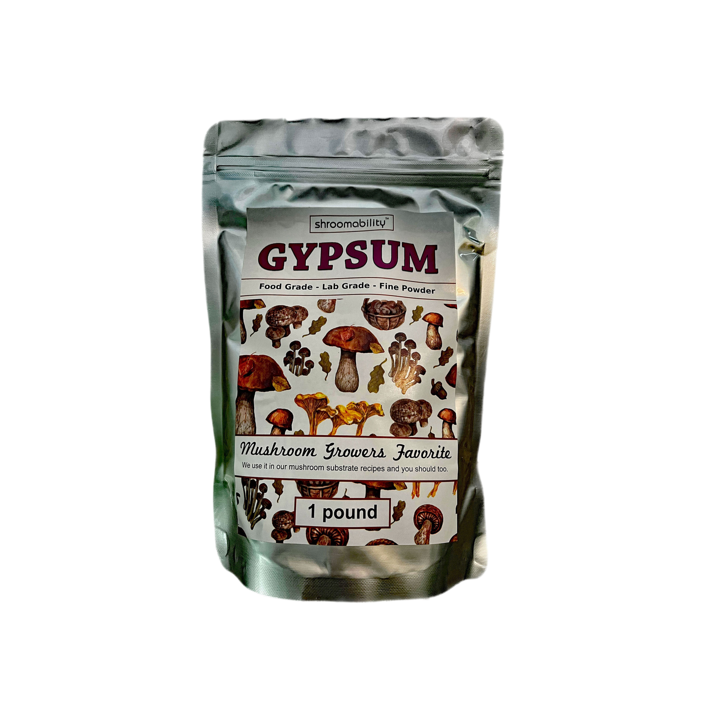 one pound bag of food grade gypsum powder for growing mushrooms